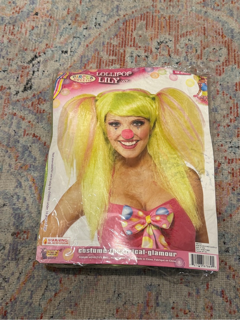 Lollipop Lily Women’s Costume Wig in Bright Yellow with Pink Highlights